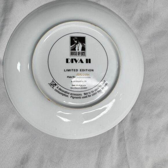 ART DECO Franklin Mint HOUSE of ERTE PLATE Limited Edition DIVA II - Picture 2 of 3